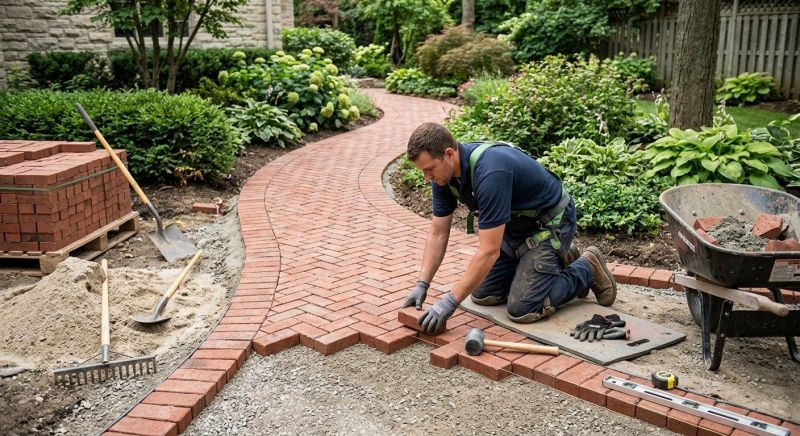 Brick Border Installation in West Hartford, CT